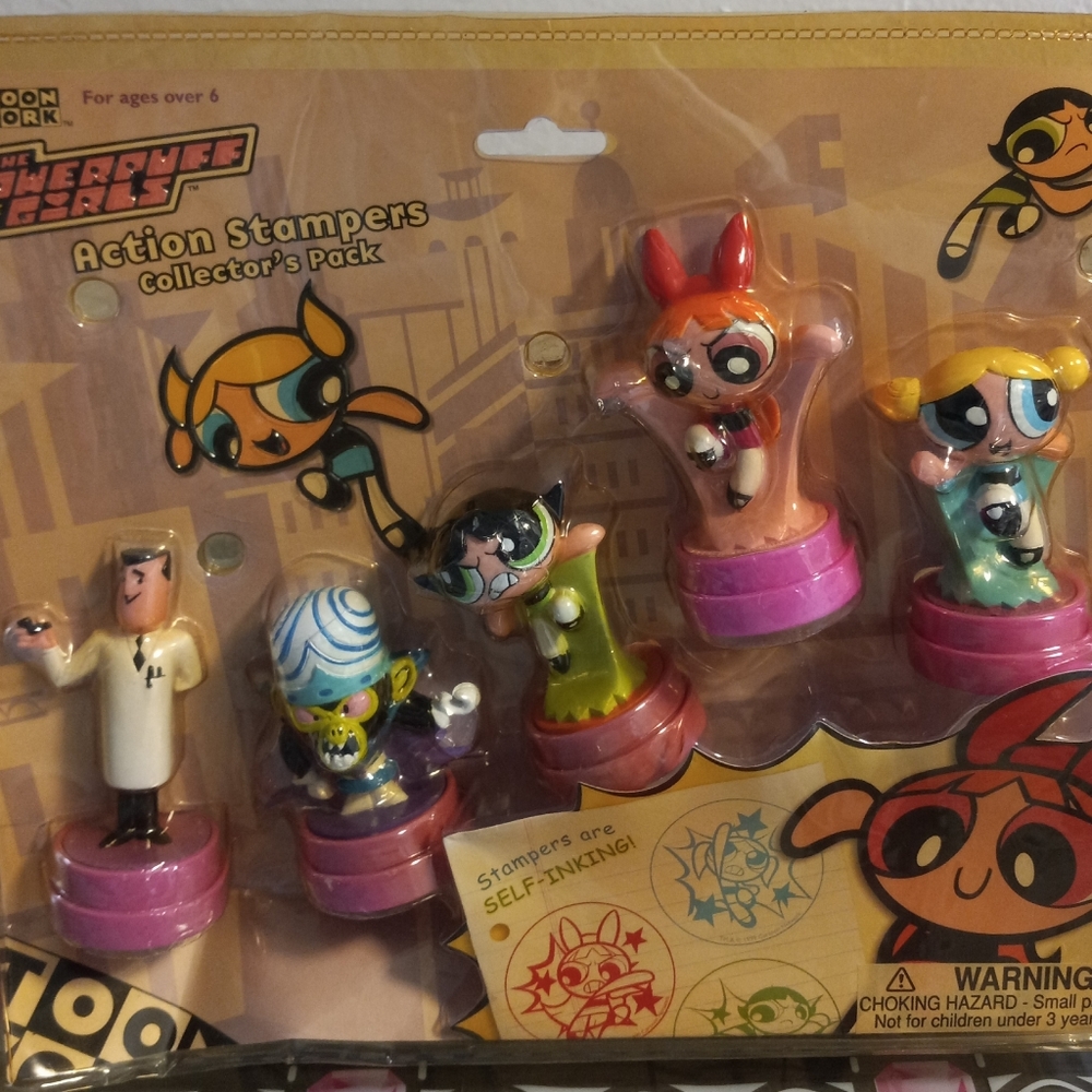 Vntg 2000 The Powerpuff Girls Action Stampers Collector's Pack New